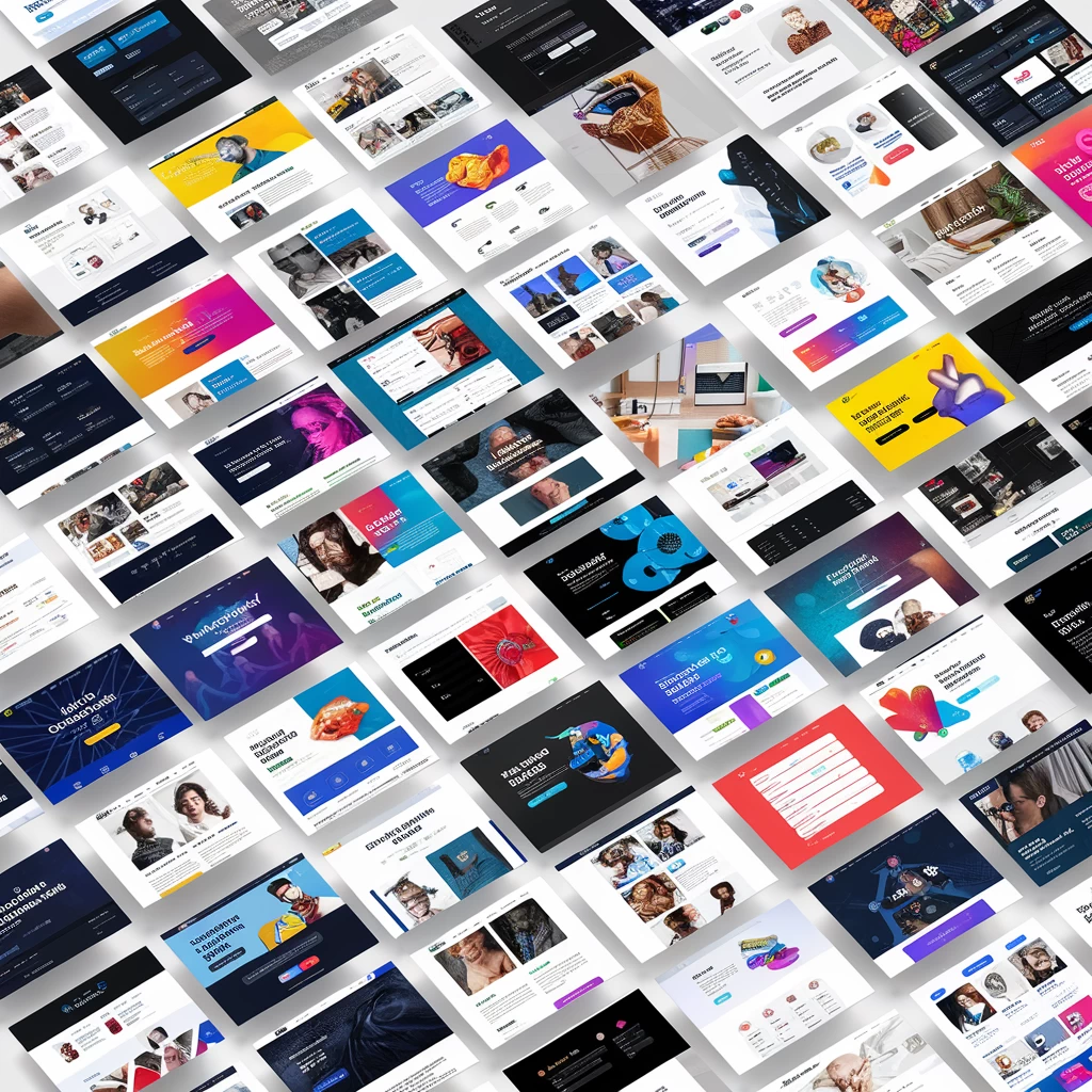 A selection of diverse website templates displayed on a computer screen.